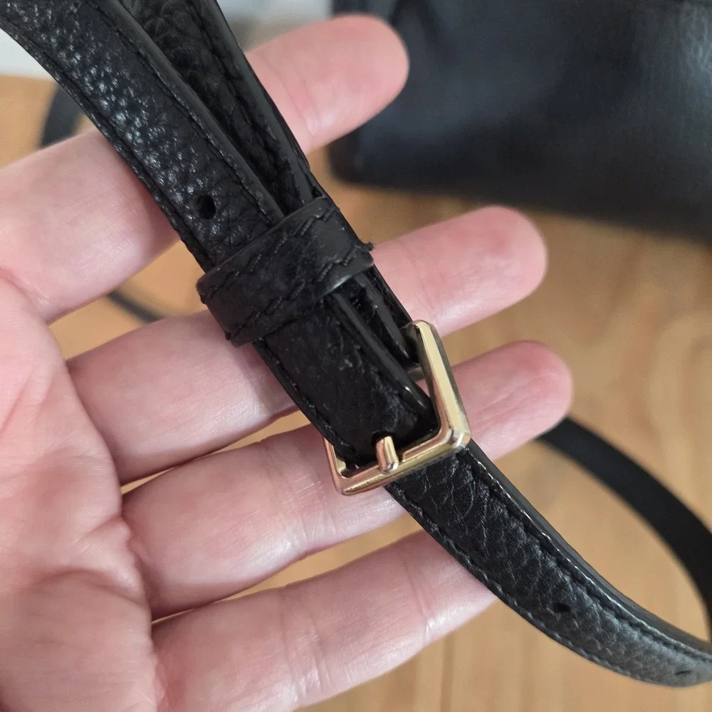 Kate Spade New York Black Pebbled Leather Crossbody Shoulder Bag Gold Zip Purse